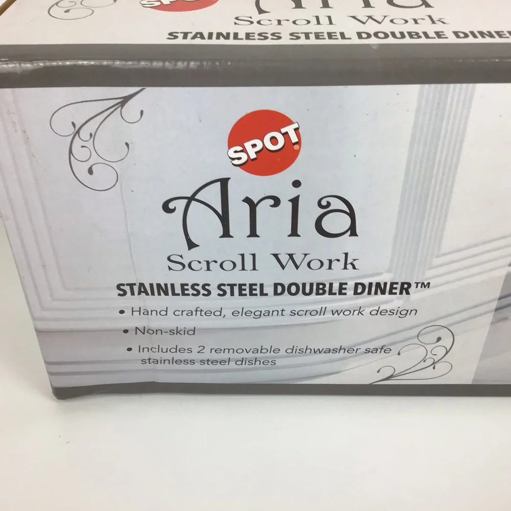 Spot Aria Scroll Work Stainless Steel Double Diner
